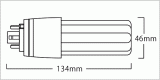 寸法：LEDコンパクト蛍光灯・FHT 16W/24W形対応